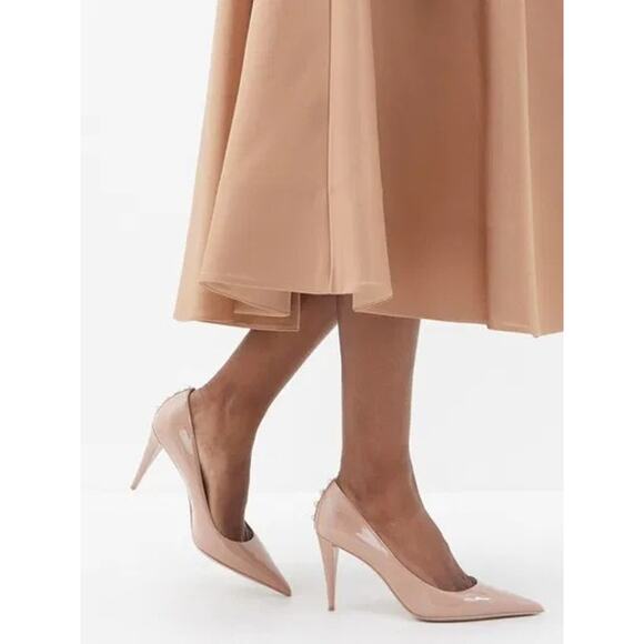 Valentino Rockstud Patent Leather Pump Heel Pointed Toe Mismatched Sz 8.5/8 - Picture 2 of 10